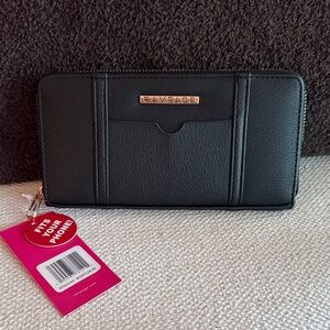 Rampage Black Zip-Around Phone Wallet with Gold Logo